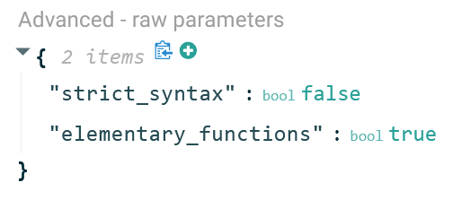 Image showing the green plus that appears when hovering over the list of parameters.