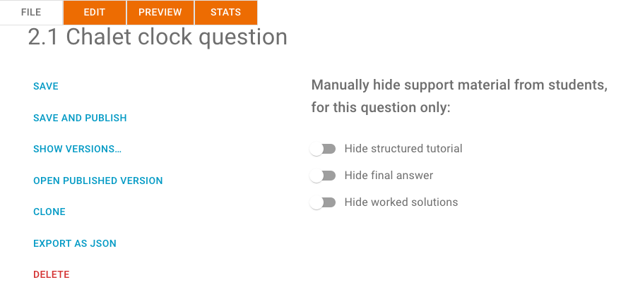 Image showing edit access on question level